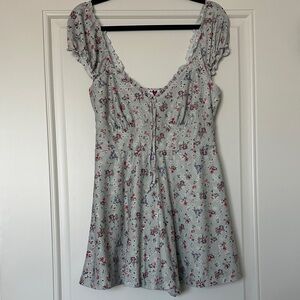 Light Blue Floral Mini Romper